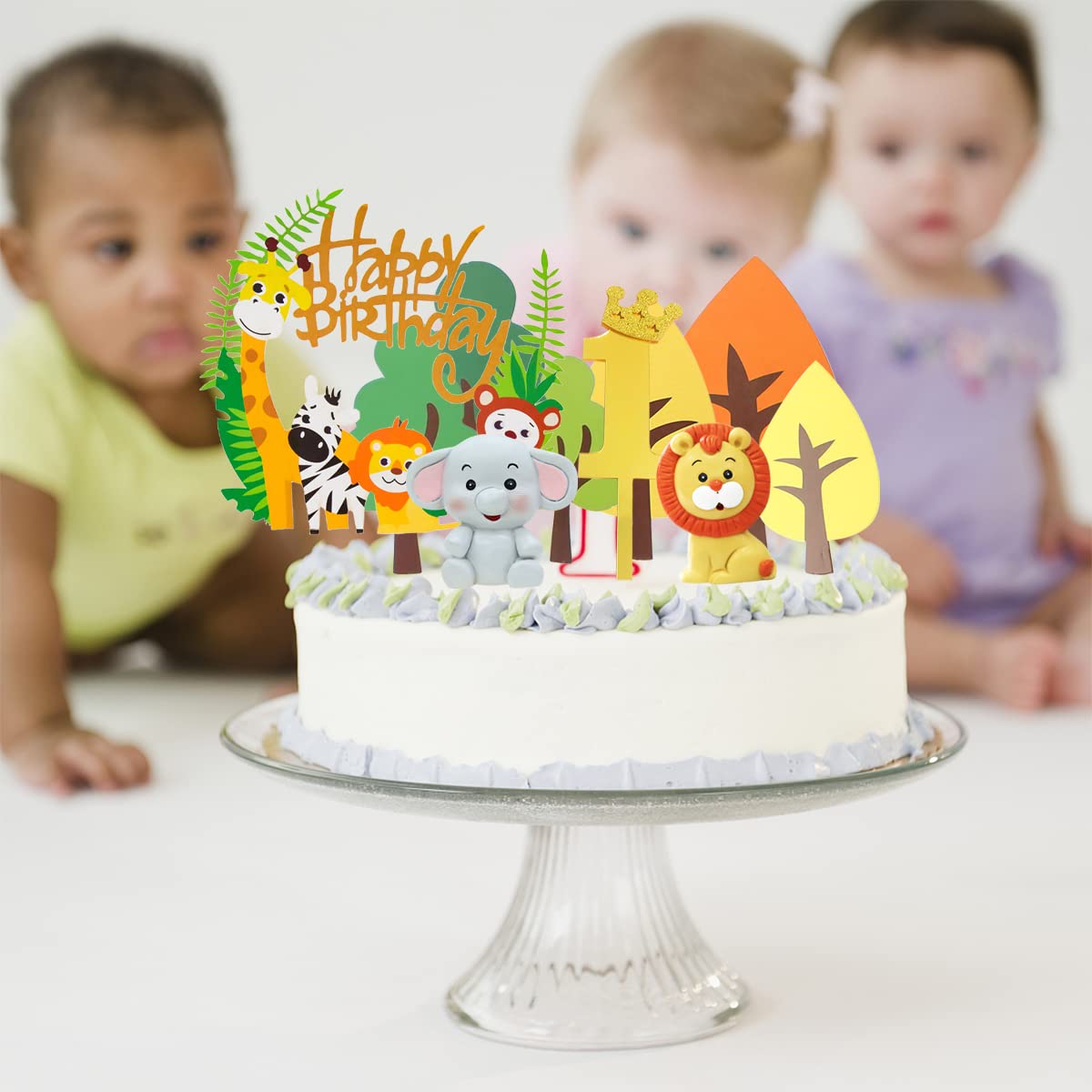 BOYATONG Cake Topper Happy Birthday aus Holz Kuchendeko Geburtstag, Kuchen Deko für Mädchen Jungen Frauen Mann Größe 15x 20cm, Beige