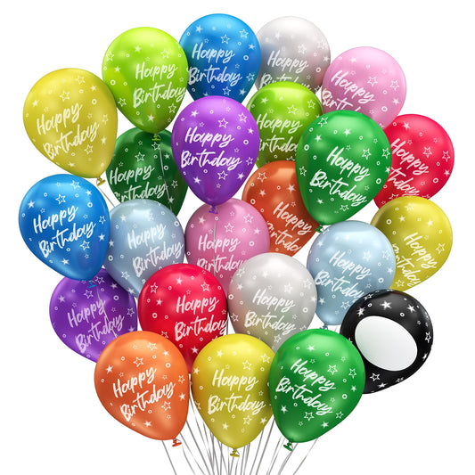 BIO Luftballons Geburtstag •15 Stück• Bunt • MADE IN EU • Premium Bio Ballons • 100% Naturlatex • Ø34 cm • Klimaneutral • Happy Birthday Luftballon • Ballons Geburtstag • Happy Birthday Ballon