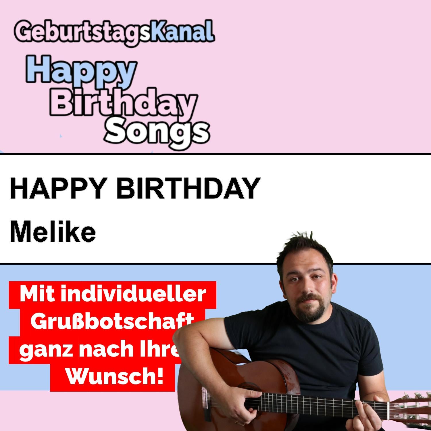 Produktbild Happy Birthday to you Melike mit Wunschgrußbotschaft