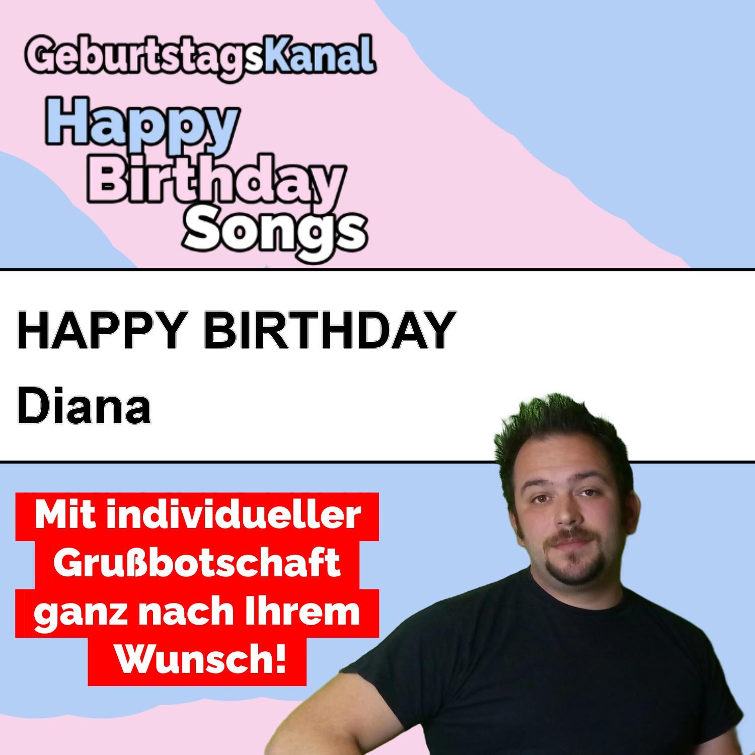 Produktbild Happy Birthday to you Diana mit Wunschgrußbotschaft