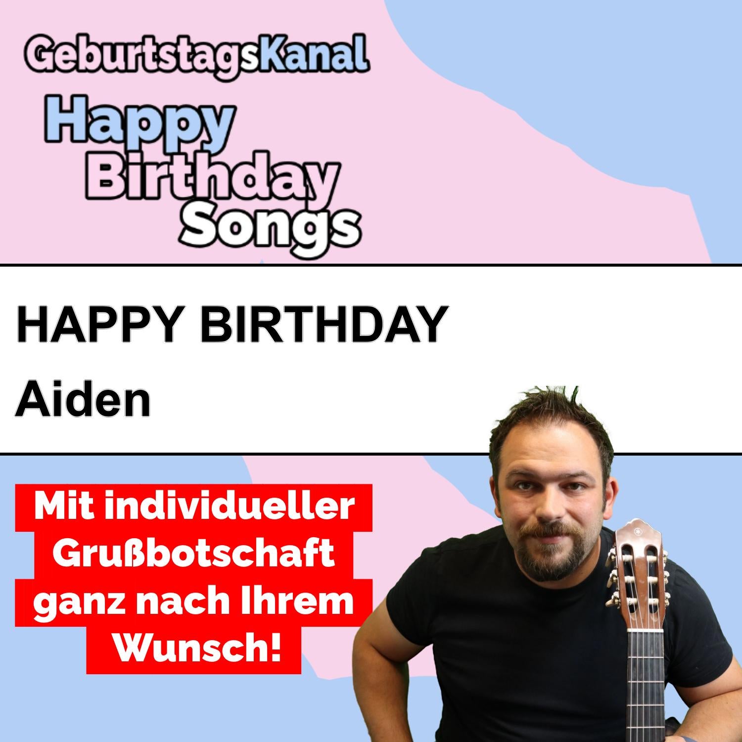 Produktbild Happy Birthday to you Aiden mit Wunschgrußbotschaft