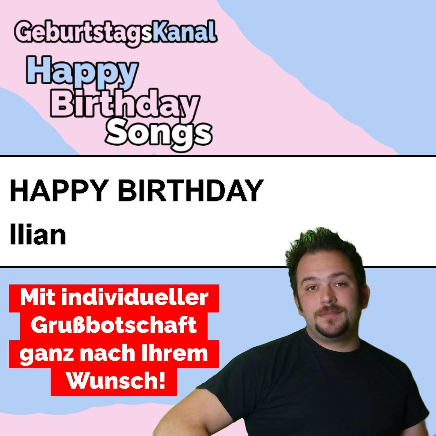 Produktbild Happy Birthday to you Ilian mit Wunschgrußbotschaft