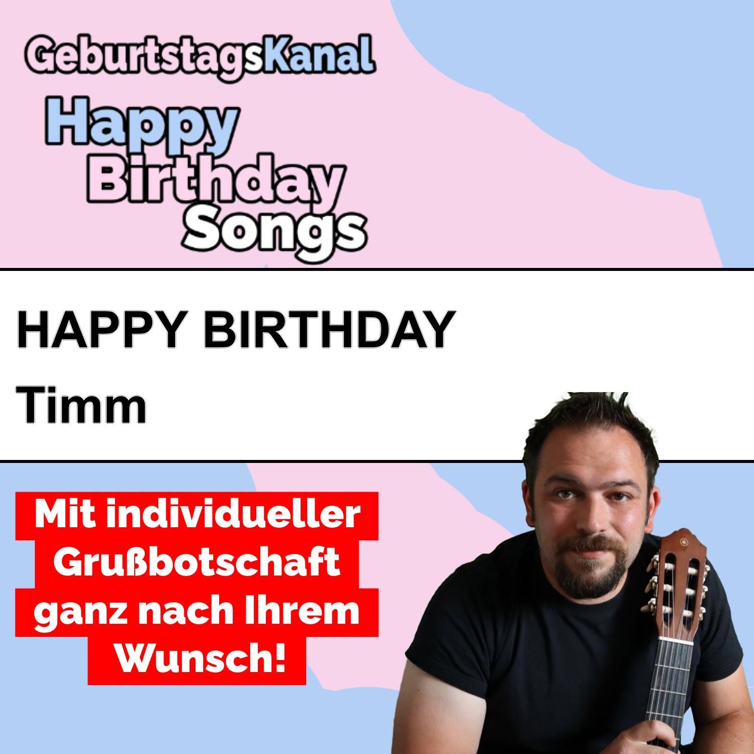 Produktbild Happy Birthday to you Timm mit Wunschgrußbotschaft