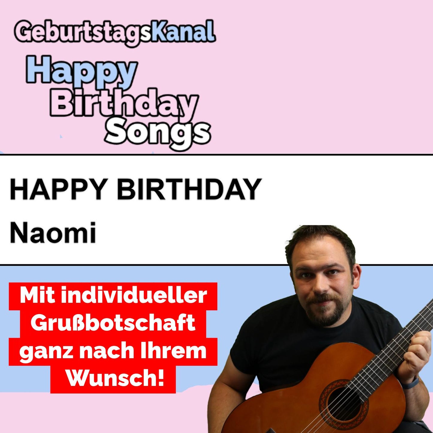 Produktbild Happy Birthday to you Naomi mit Wunschgrußbotschaft