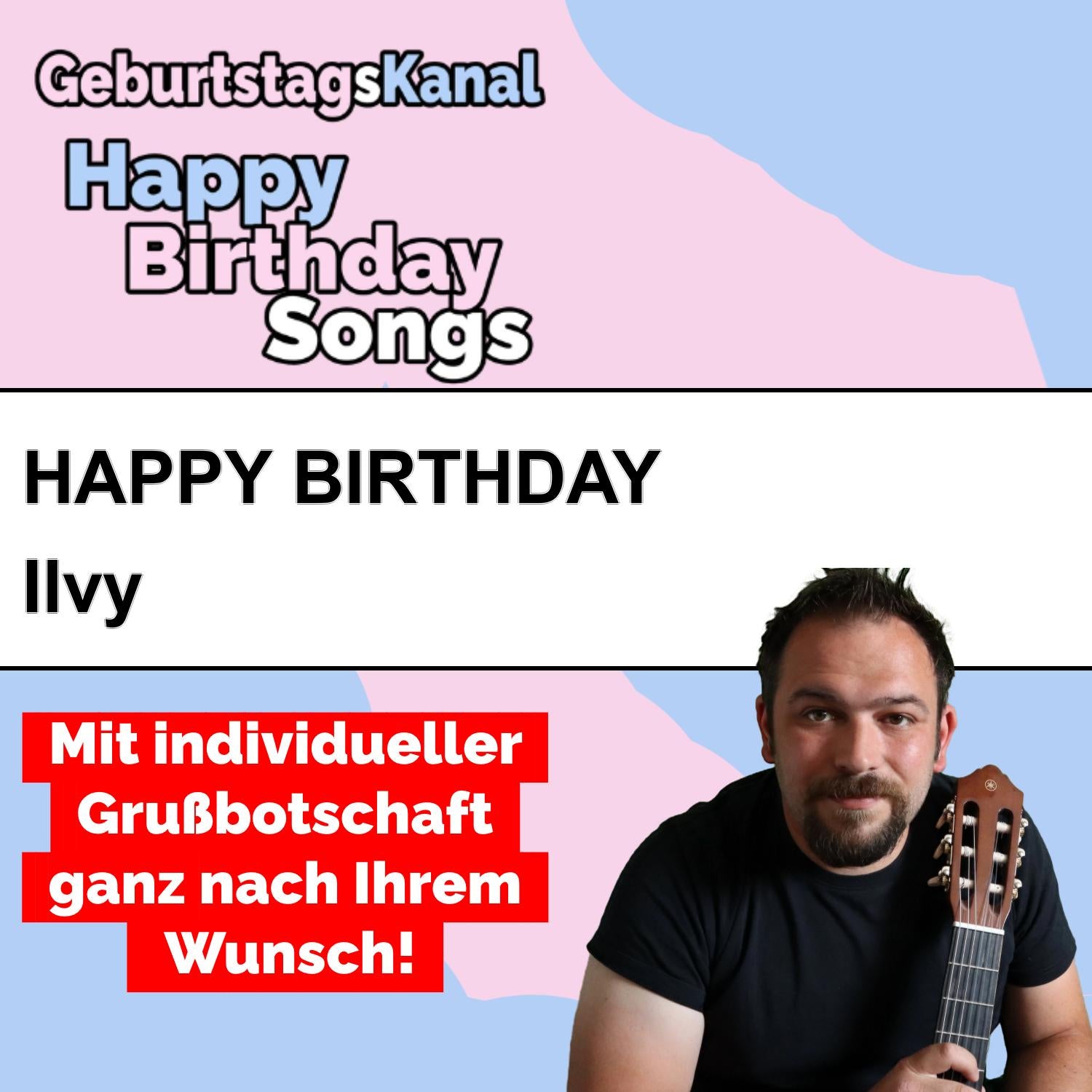 Produktbild Happy Birthday to you Ilvy mit Wunschgrußbotschaft