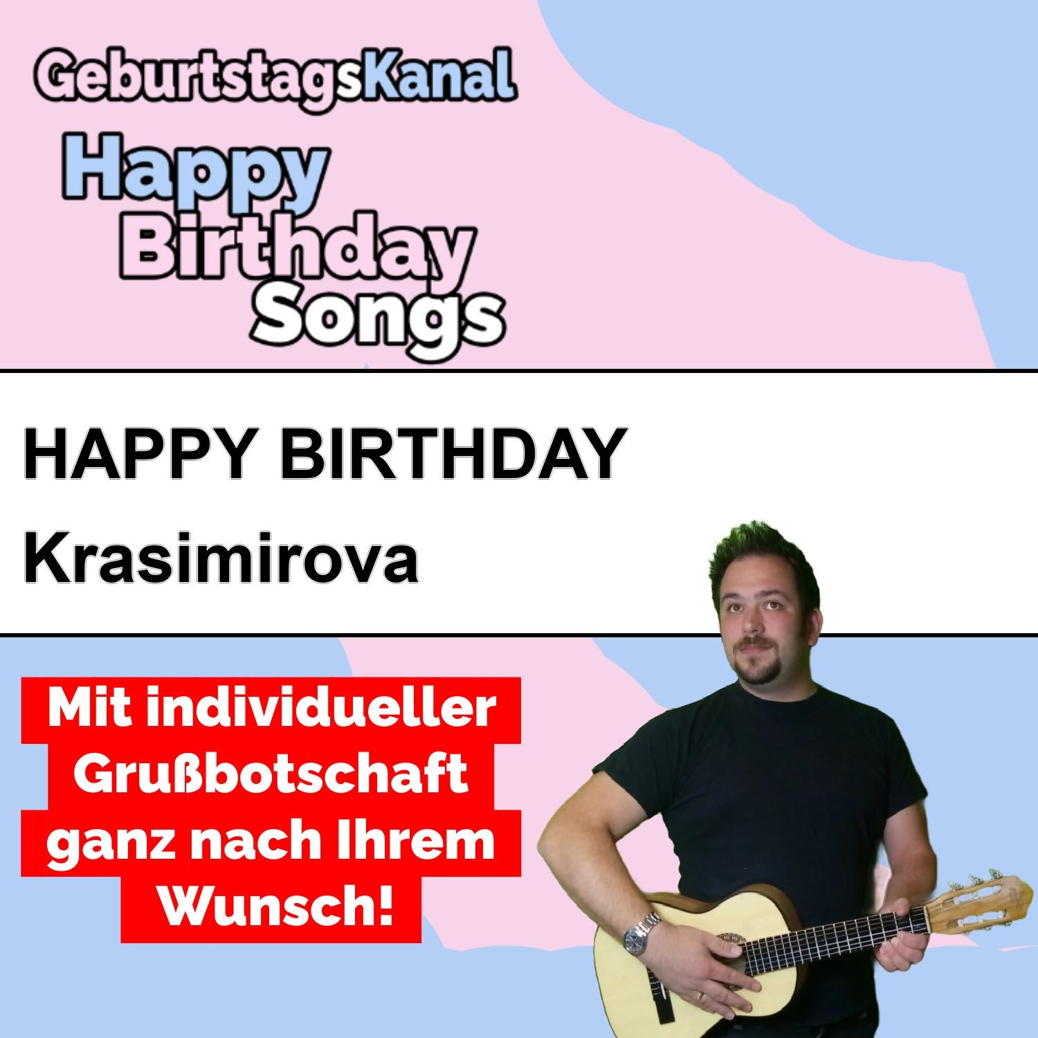 Produktbild Happy Birthday to you Krasimirova mit Wunschgrußbotschaft