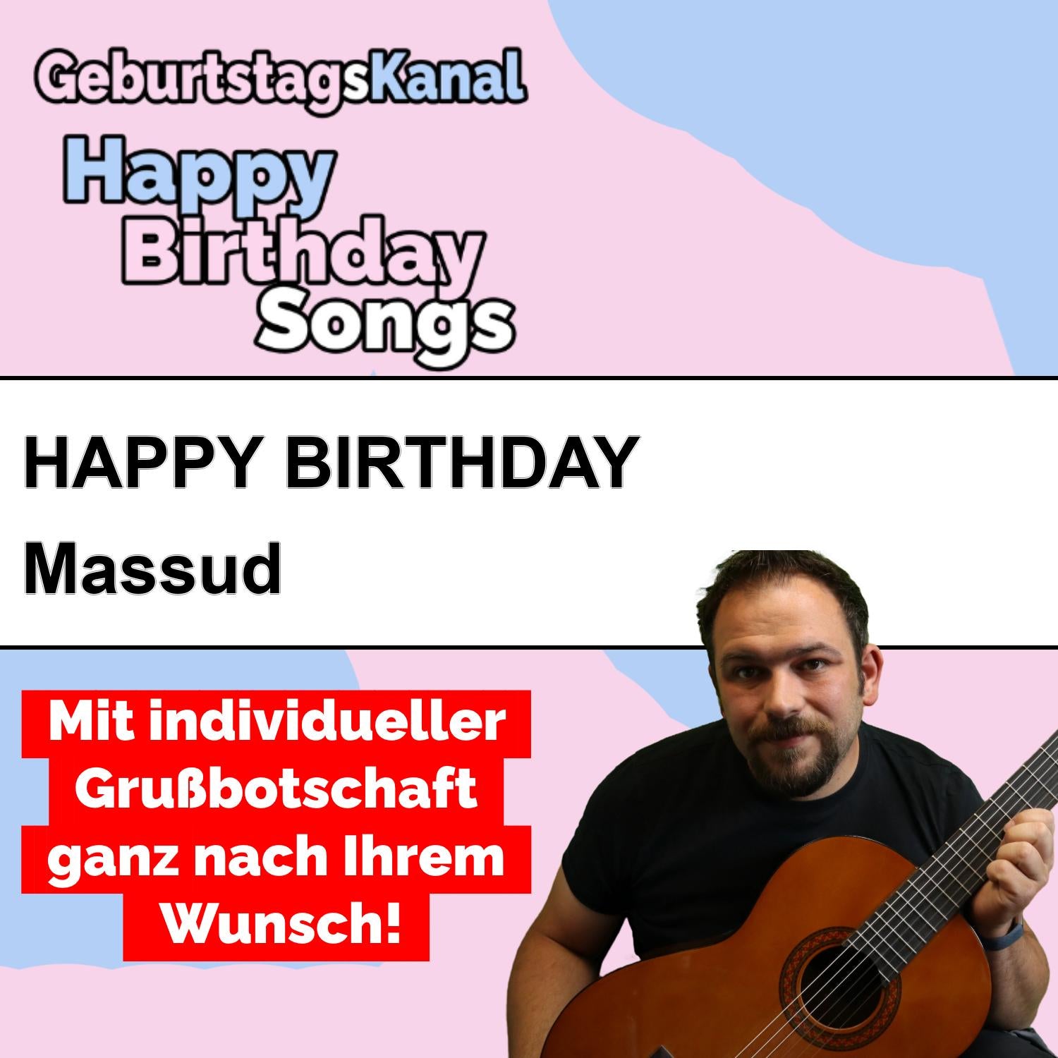 Produktbild Happy Birthday to you Massud mit Wunschgrußbotschaft