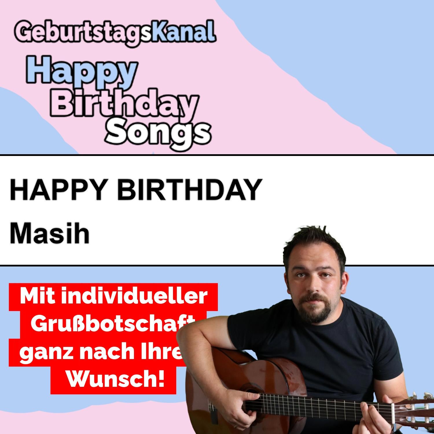 Produktbild Happy Birthday to you Masih mit Wunschgrußbotschaft