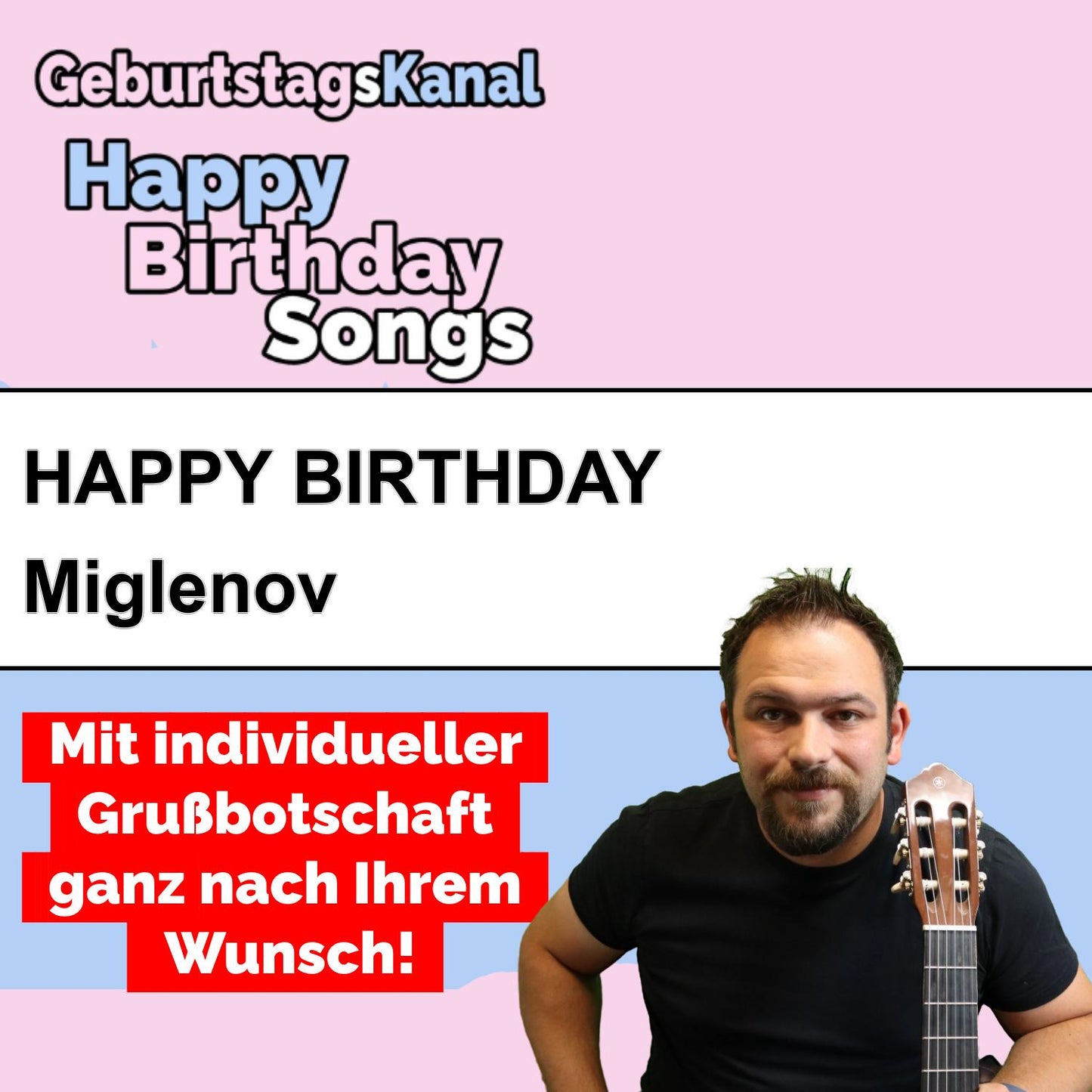 Produktbild Happy Birthday to you Miglenov mit Wunschgrußbotschaft