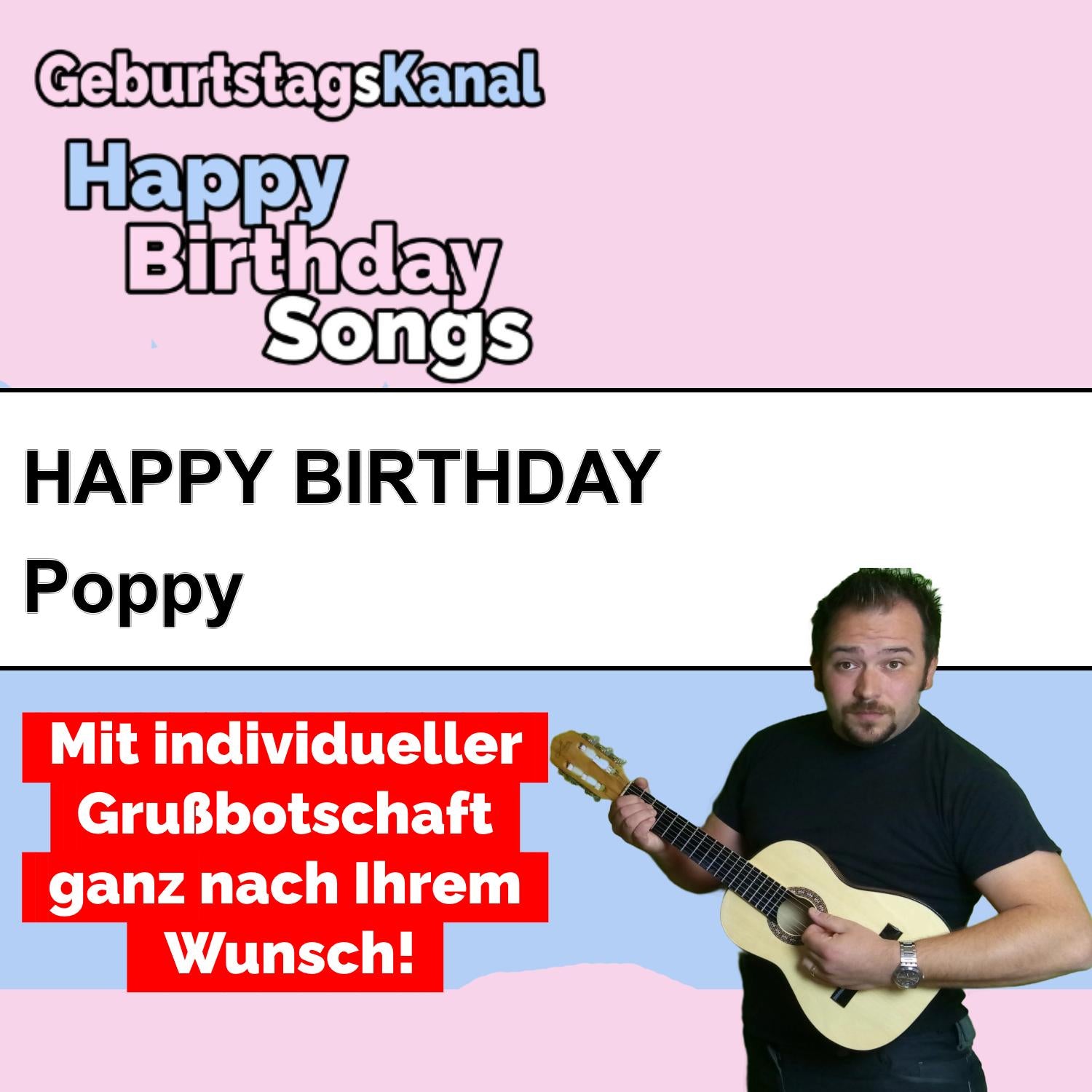 Produktbild Happy Birthday to you Poppy mit Wunschgrußbotschaft