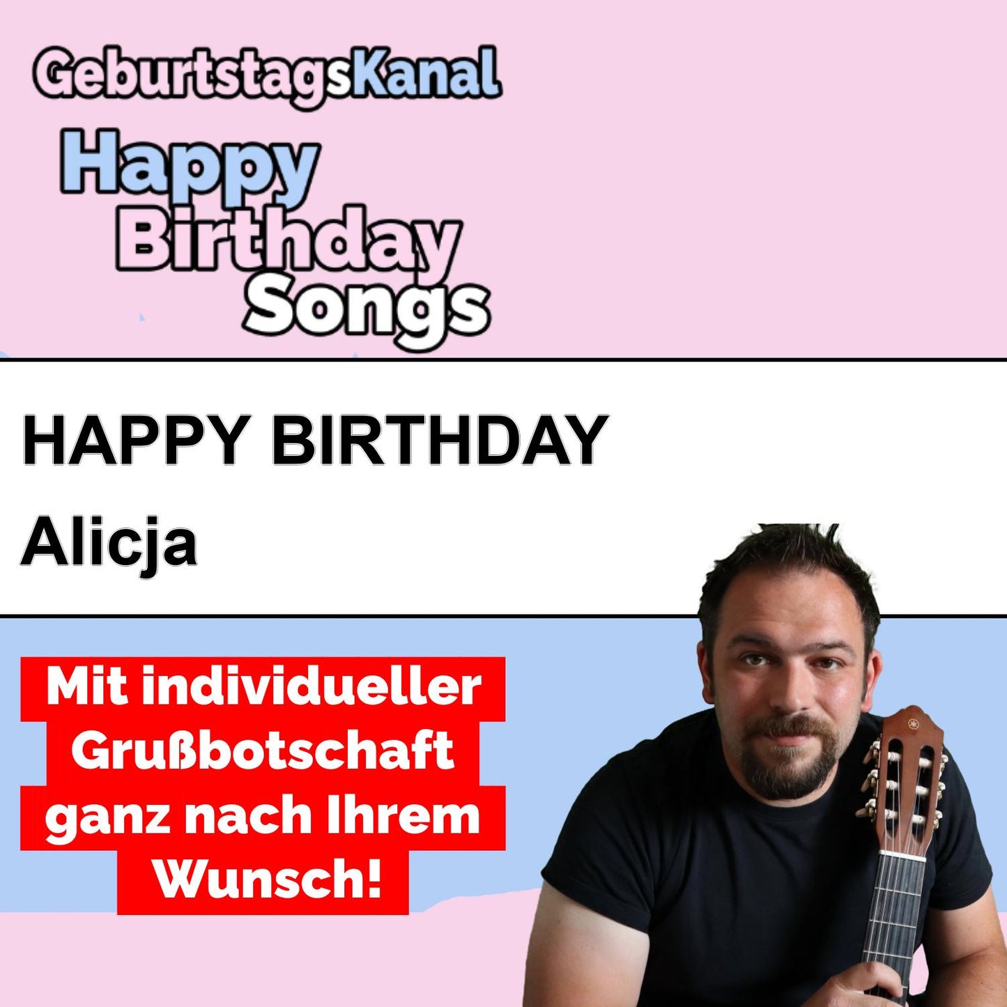 Produktbild Happy Birthday to you Alicja mit Wunschgrußbotschaft