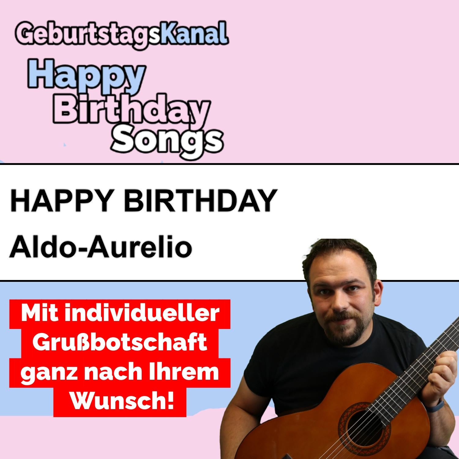 Produktbild Happy Birthday to you Aldo-Aurelio mit Wunschgrußbotschaft
