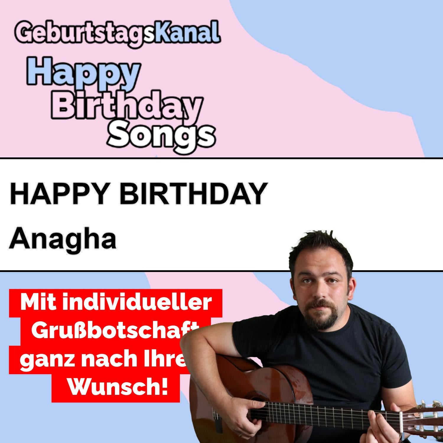 Produktbild Happy Birthday to you Anagha mit Wunschgrußbotschaft
