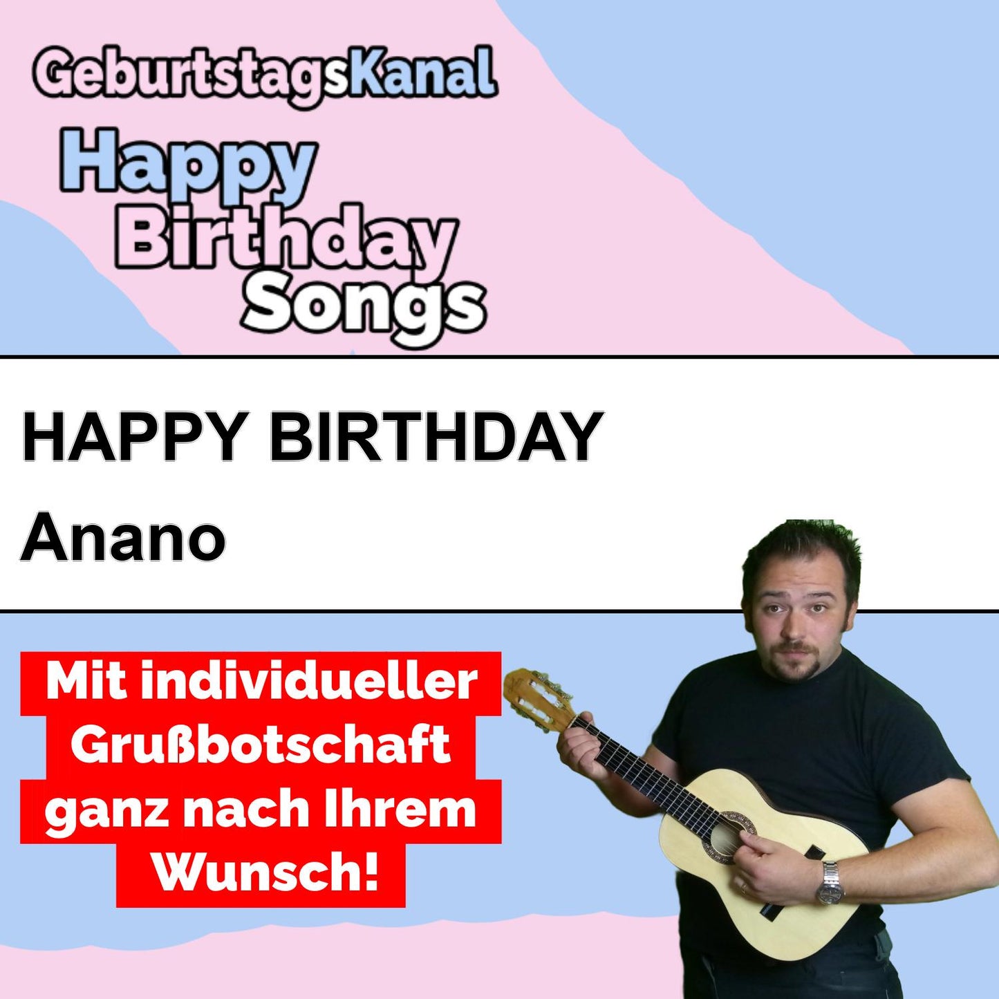 Produktbild Happy Birthday to you Anano mit Wunschgrußbotschaft
