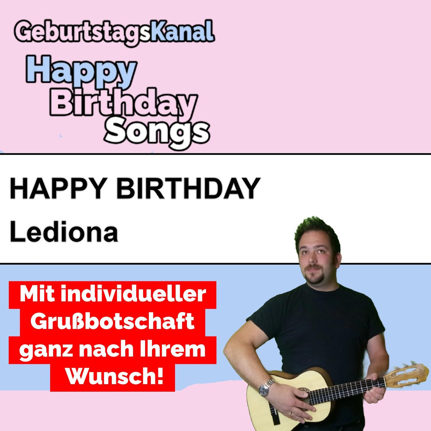 Produktbild Happy Birthday to you Lediona mit Wunschgrußbotschaft